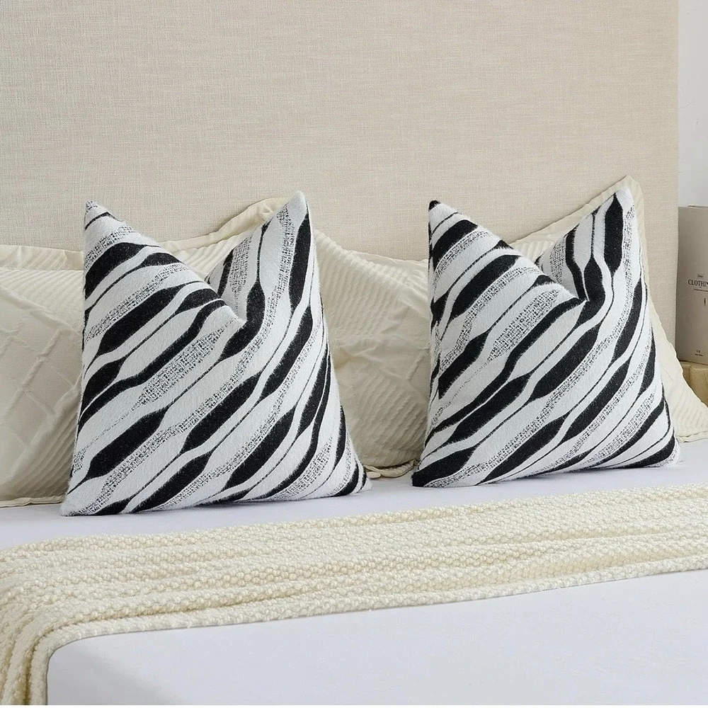 Black Decorative Throw Pillow Covers 20x20Inch Set of 2,Soft Faux‎ Cashmere